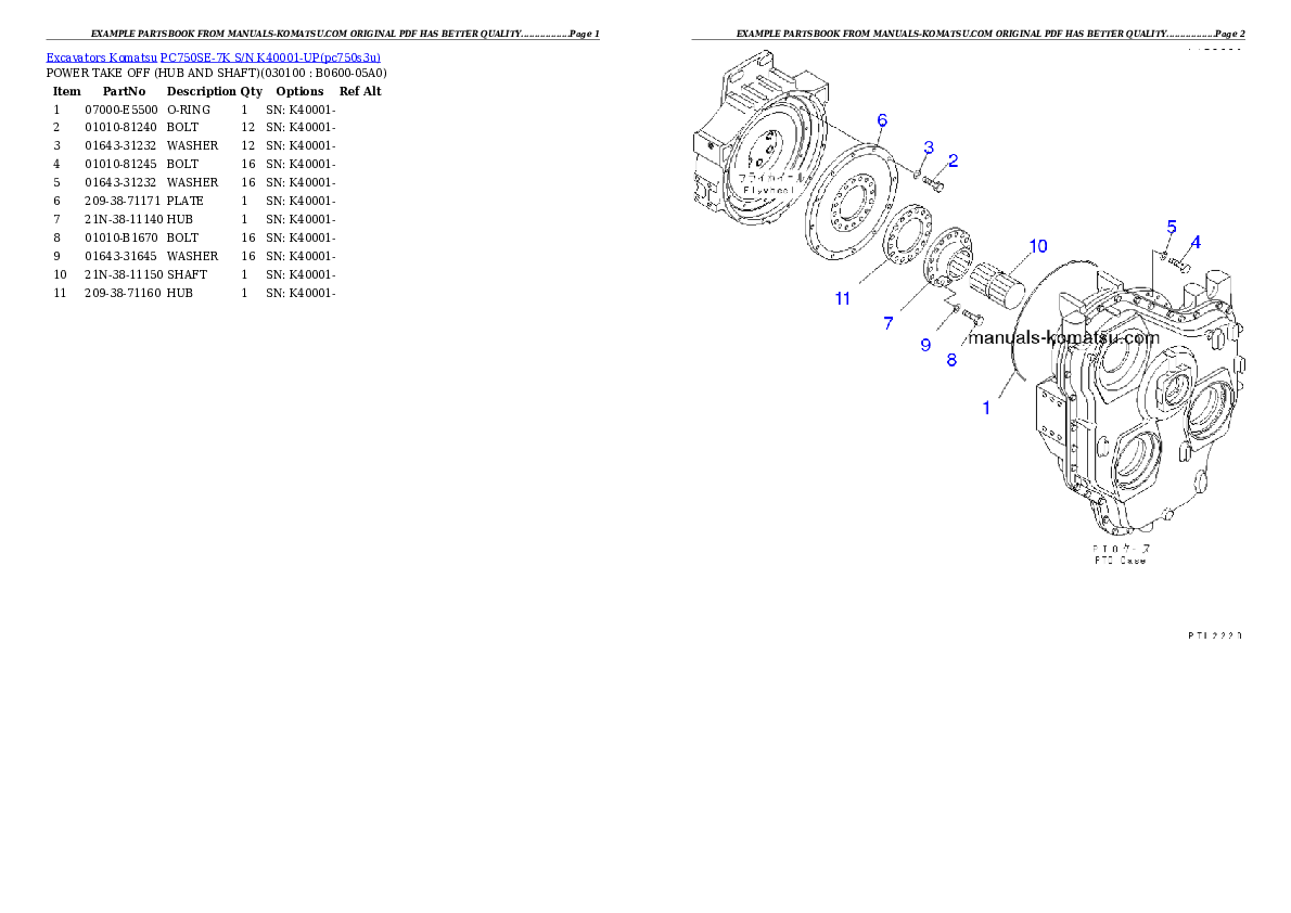Protected: PC750SE-7K S/N K40001-UP Partsbook
