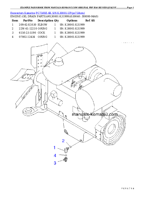 Protected: PC750SE-6K S/N K30001-UP Partsbook