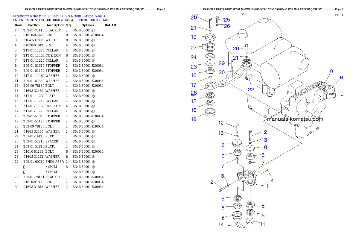 Protected: PC750SE-6K S/N K30001-UP Partsbook
