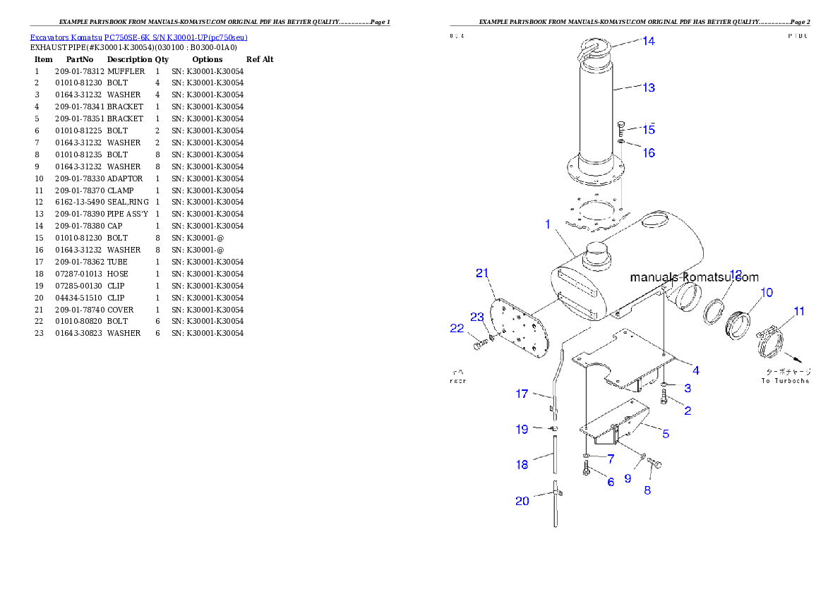 Protected: PC750SE-6K S/N K30001-UP Partsbook