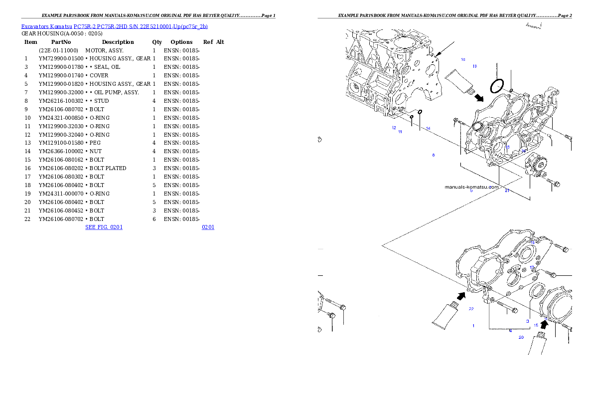 Protected: PC75R-2 PC75R-2HD S/N 22E5210001-Up Partsbook