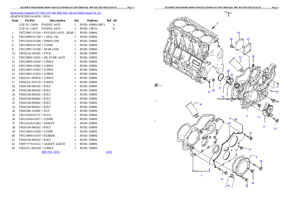 Protected: PC75R-2 PC75R-2HD S/N 22E5210500-Up Partsbook