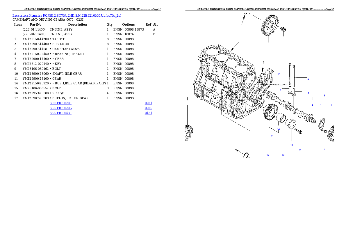 Protected: PC75R-2 PC75R-2HD S/N 22E5210500-Up Partsbook