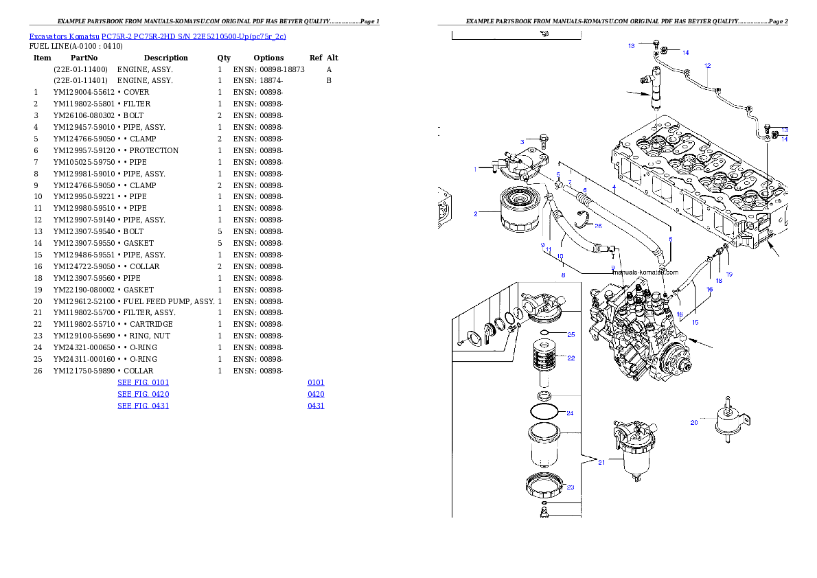 Protected: PC75R-2 PC75R-2HD S/N 22E5210500-Up Partsbook