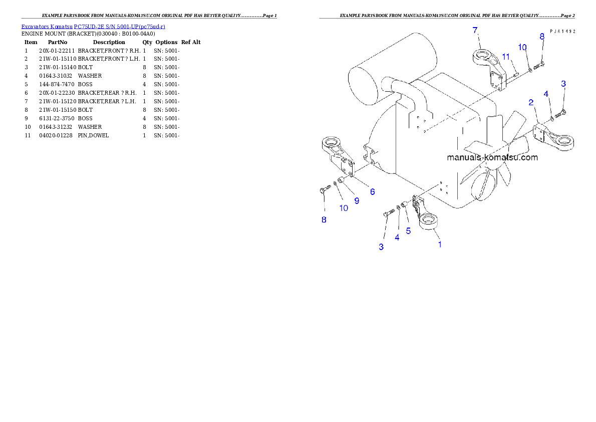 Protected: PC75UD-2E S/N 5001-UP Partsbook