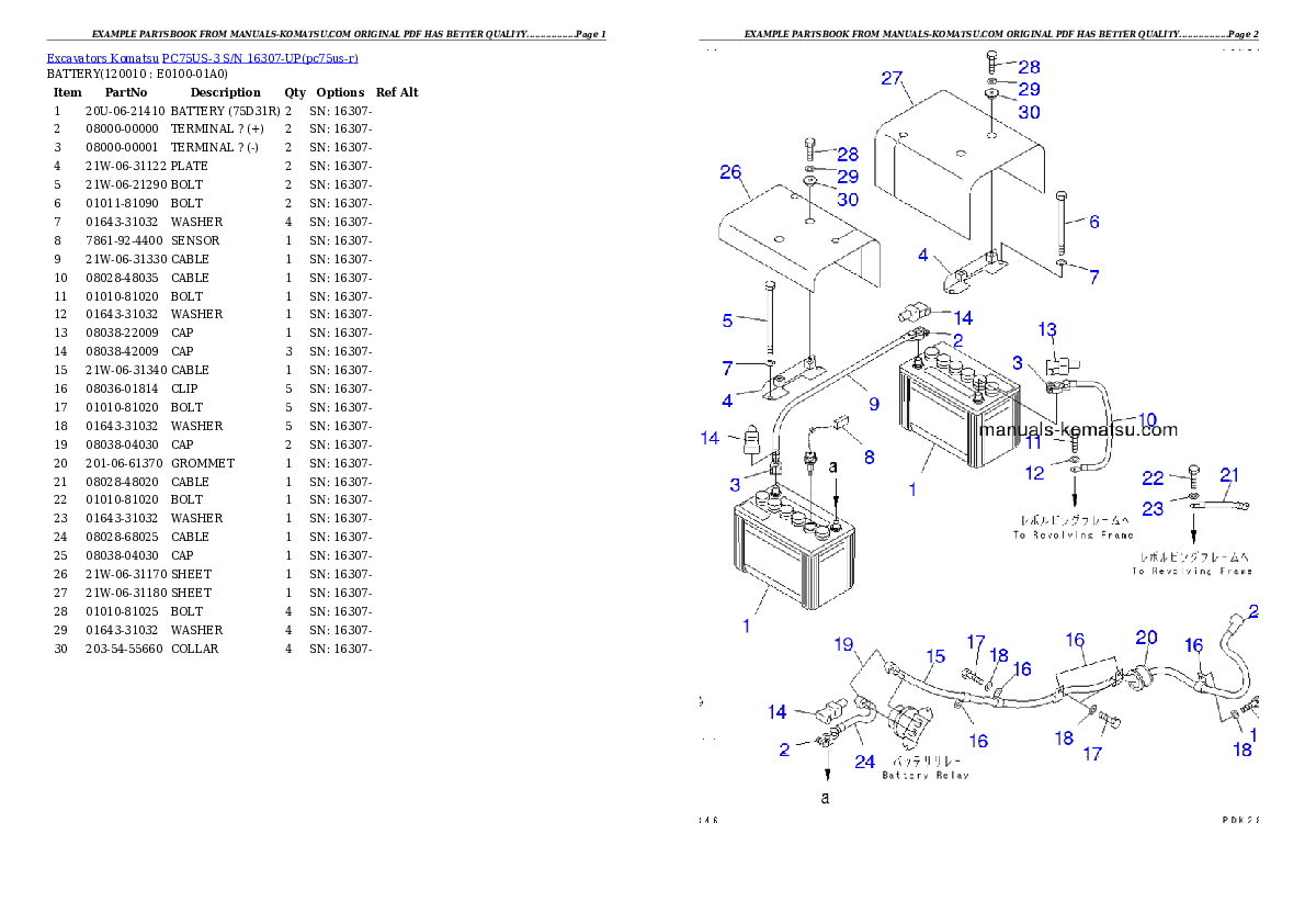 Protected: PC75US-3 S/N 16307-UP Partsbook