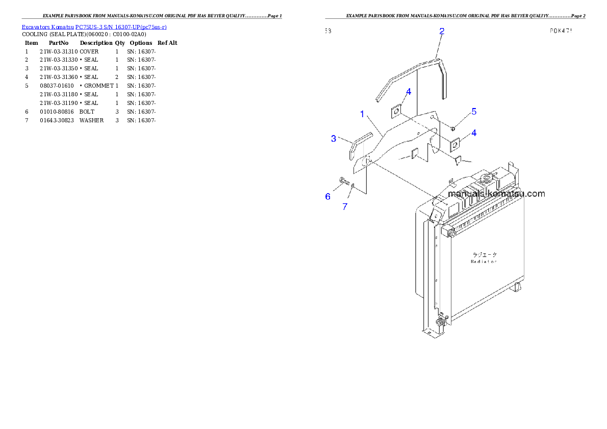 Protected: PC75US-3 S/N 16307-UP Partsbook