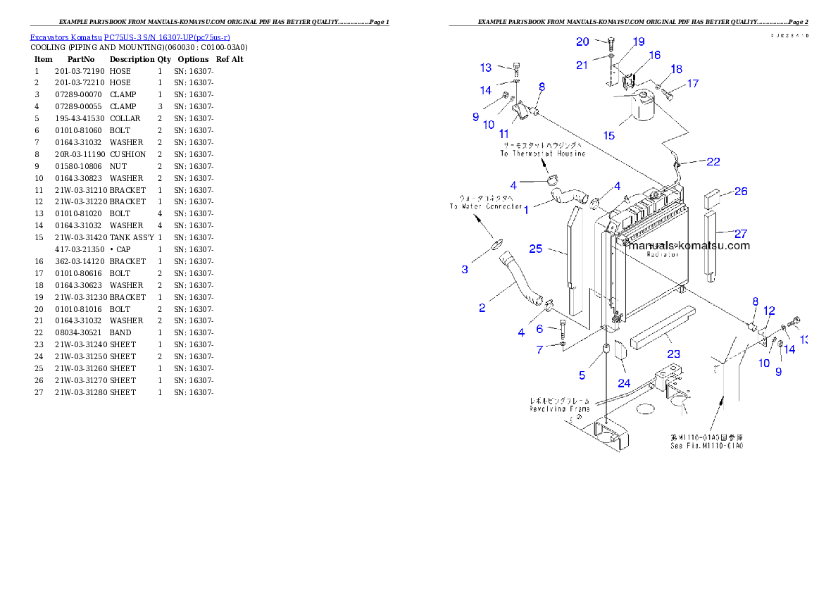 Protected: PC75US-3 S/N 16307-UP Partsbook