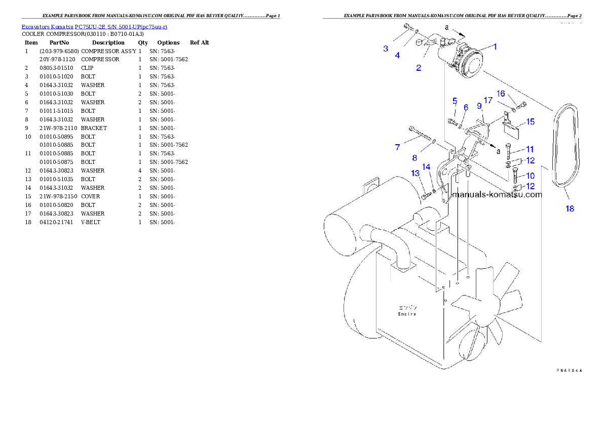 Protected: PC75UU-2E S/N 5001-UP Partsbook