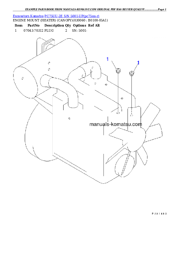 Protected: PC75UU-2E S/N 5001-UP Partsbook