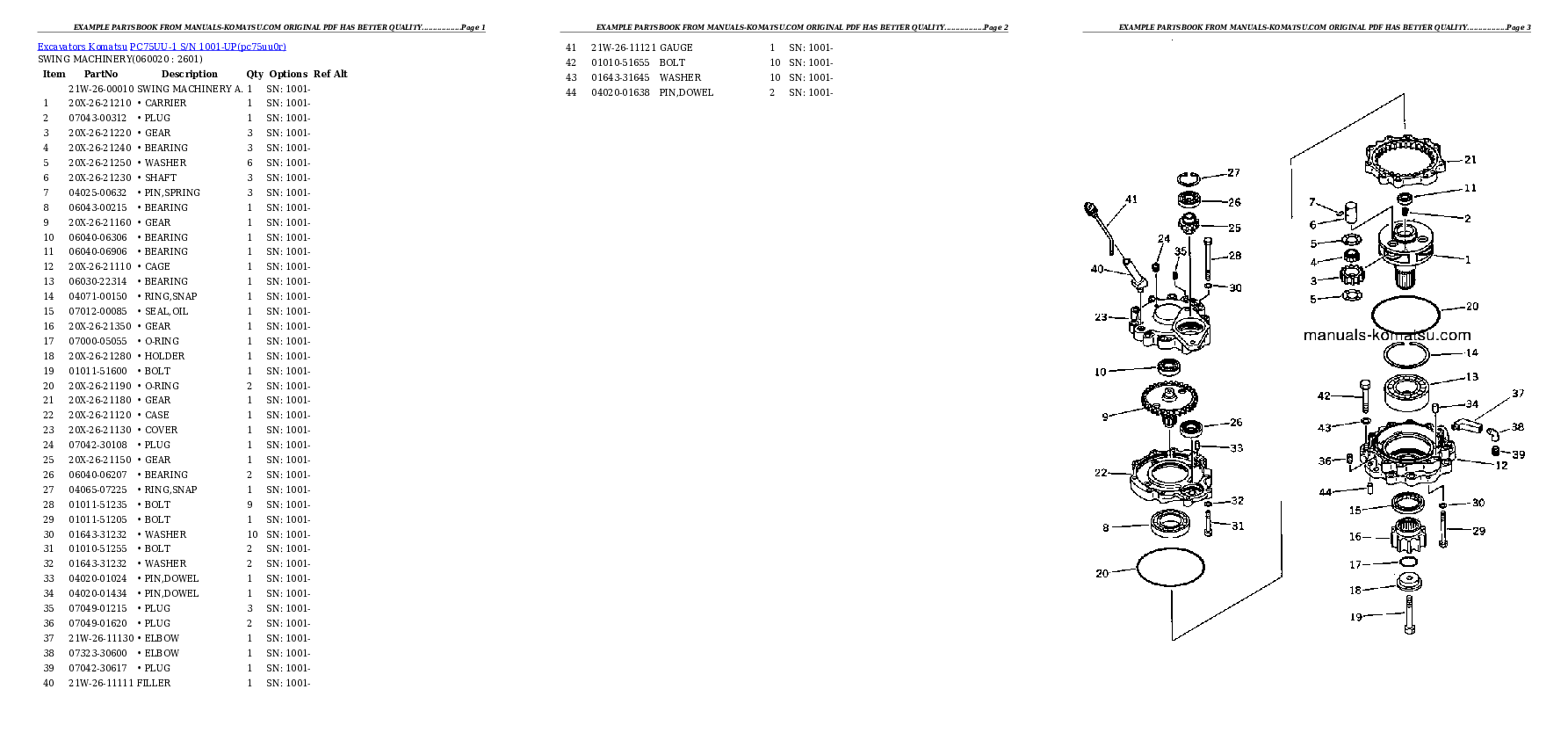 Protected: PC75UU-1 S/N 1001-UP Partsbook