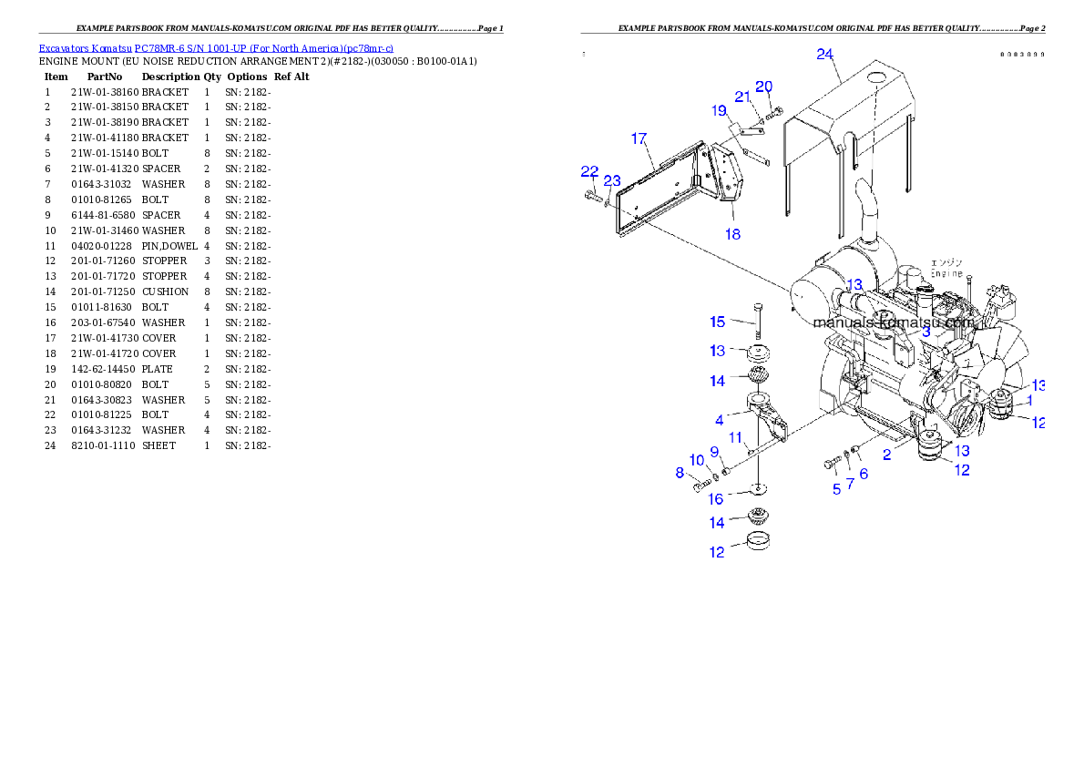 Protected: PC78MR-6 S/N 1001-UP (For North America) Partsbook