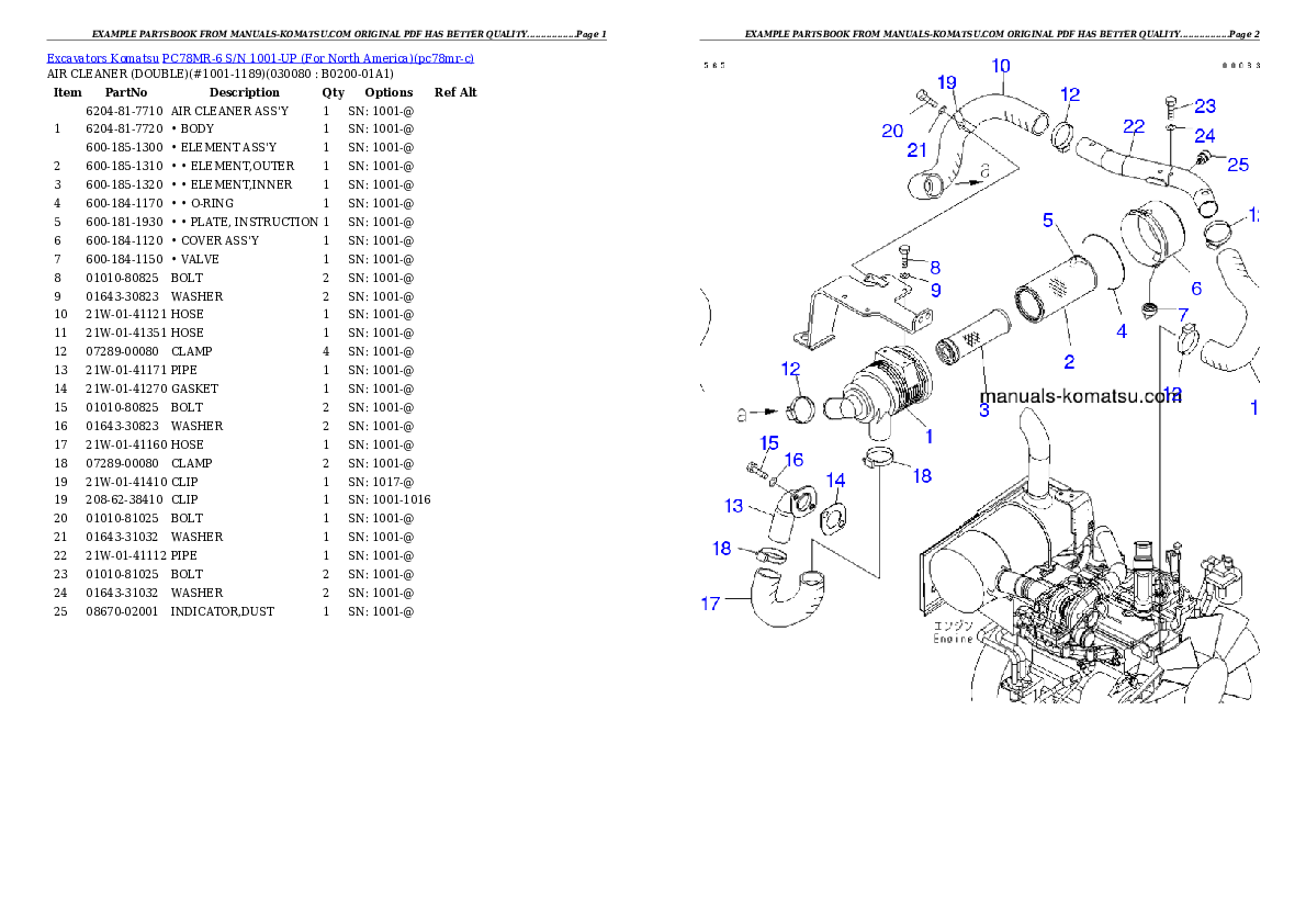 Protected: PC78MR-6 S/N 1001-UP (For North America) Partsbook