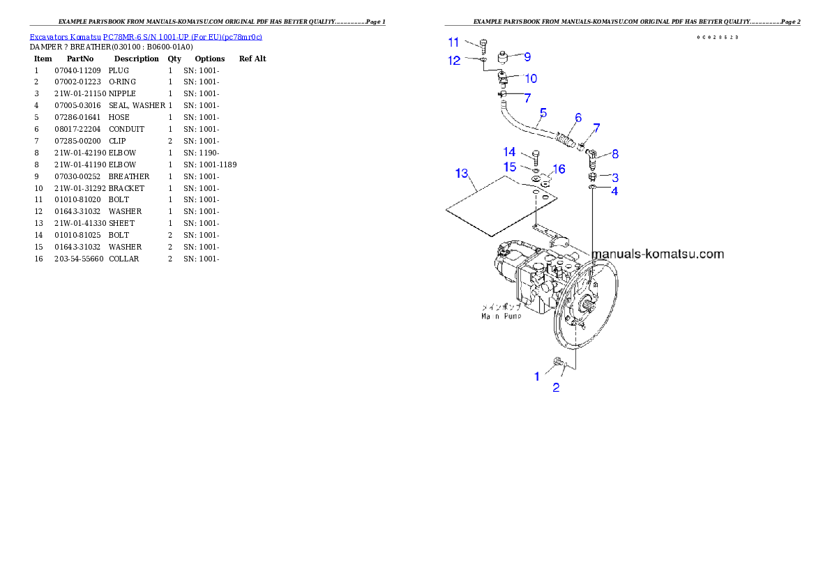 Protected: PC78MR-6-EU S/N 1001-UP Partsbook