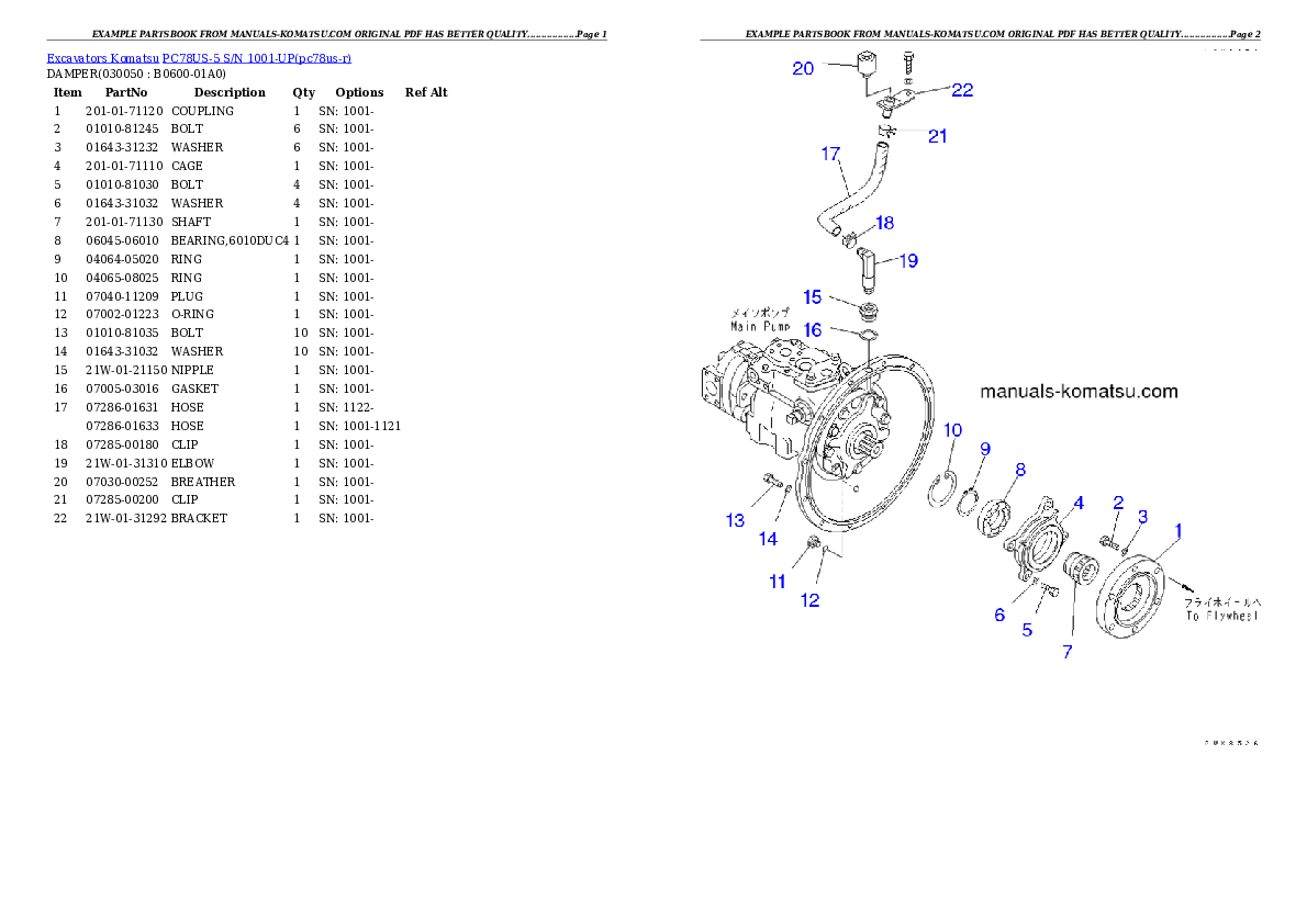 Protected: PC78US-5 S/N 1001-UP (For North America) Partsbook