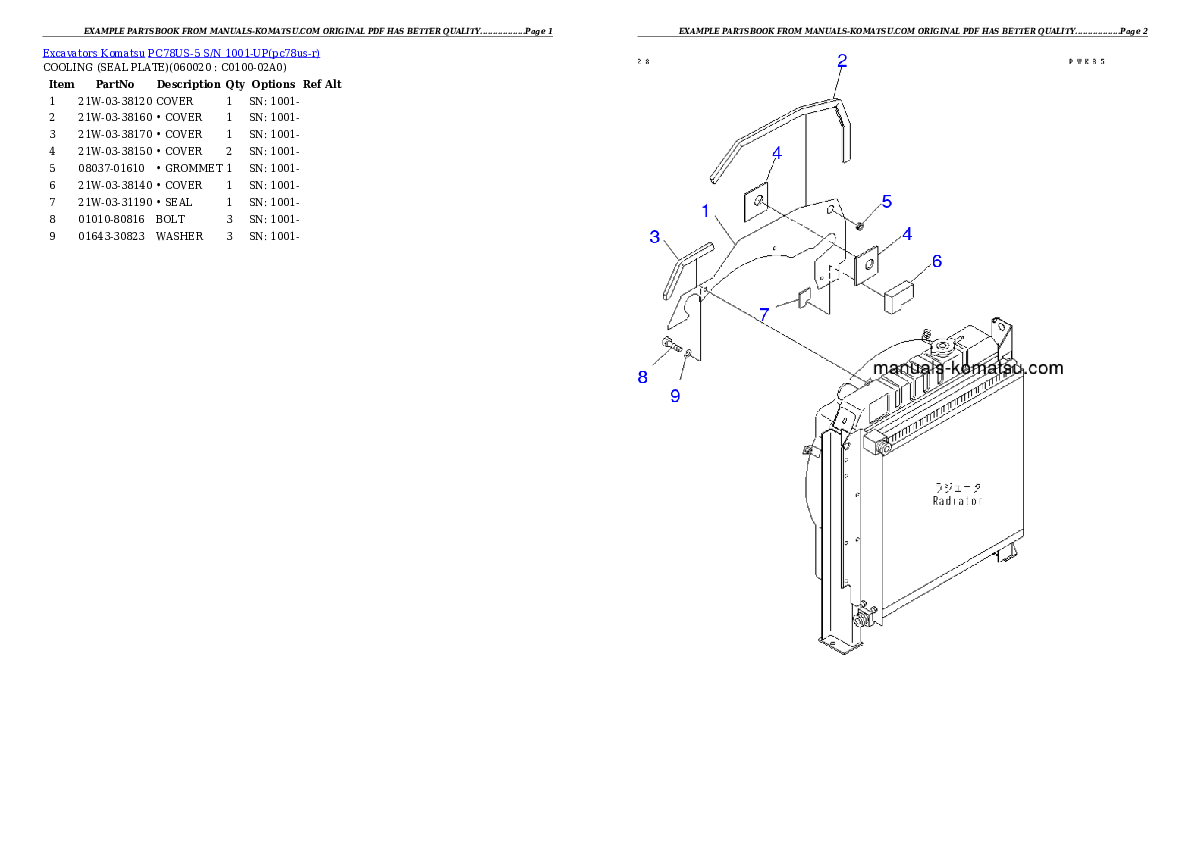 Protected: PC78US-5 S/N 1001-UP (For North America) Partsbook