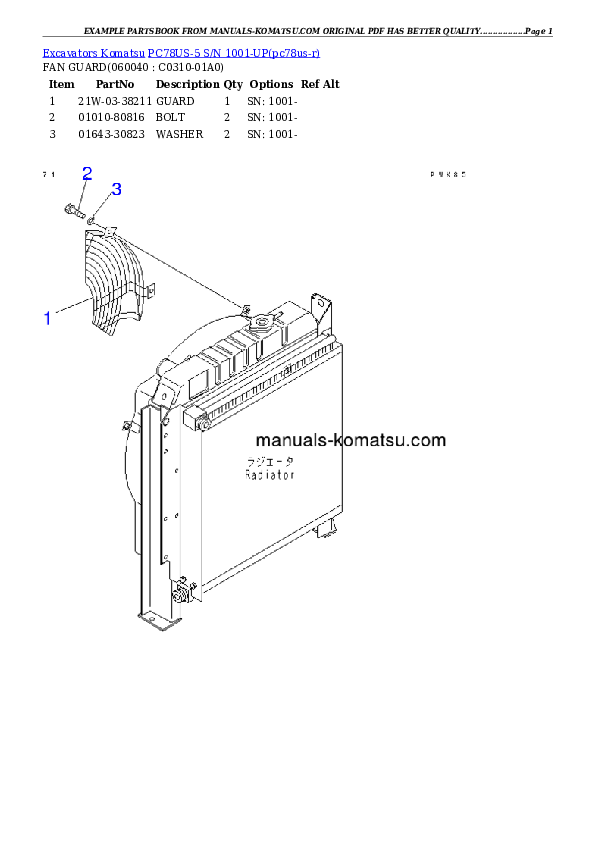 Protected: PC78US-5 S/N 1001-UP (For North America) Partsbook