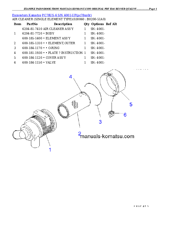 Protected: PC78US-6 S/N 4001-UP (For Norway) Partsbook