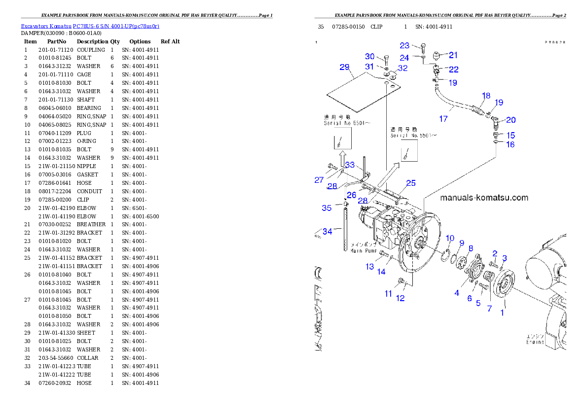 Protected: PC78US-6 S/N 4001-UP (For Norway) Partsbook