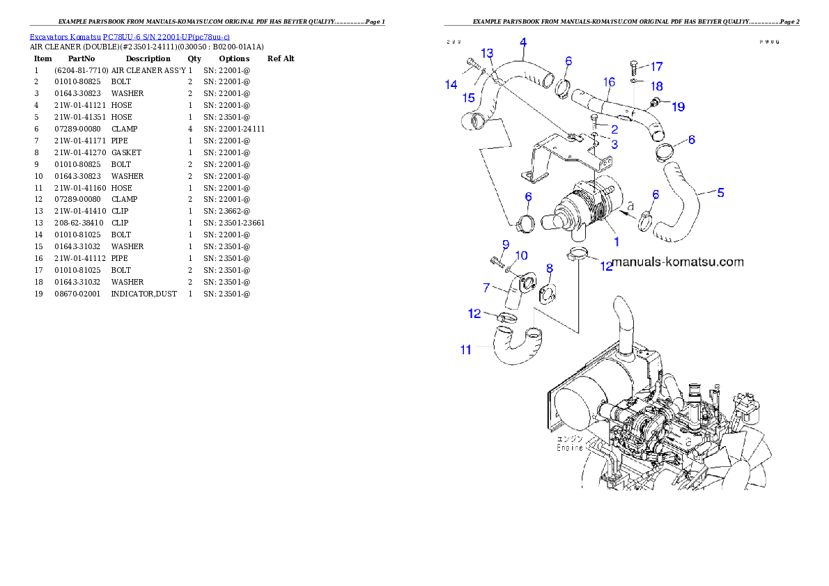 Protected: PC78UU-6 S/N 22001-UP Partsbook