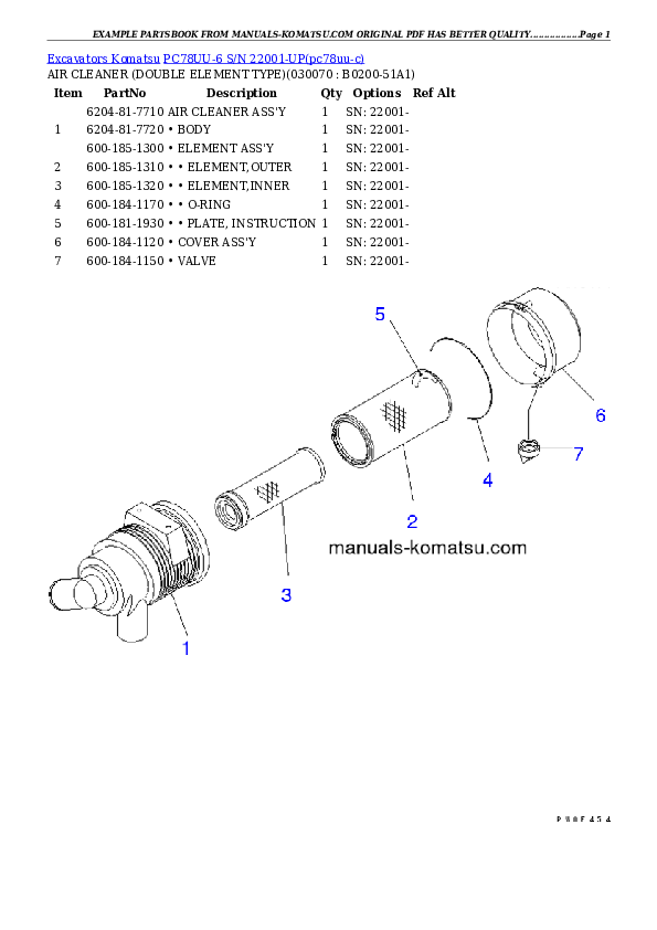 Protected: PC78UU-6 S/N 22001-UP Partsbook