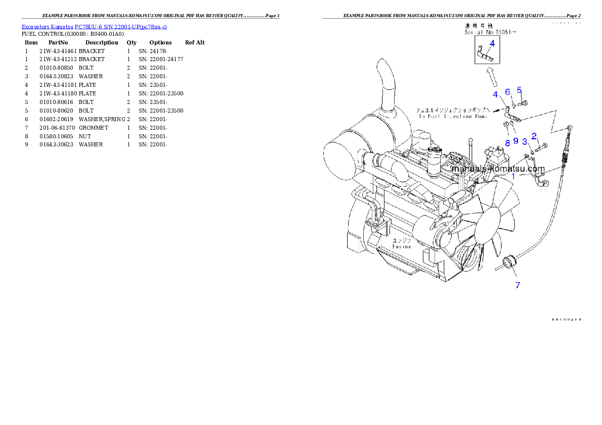 Protected: PC78UU-6 S/N 22001-UP Partsbook