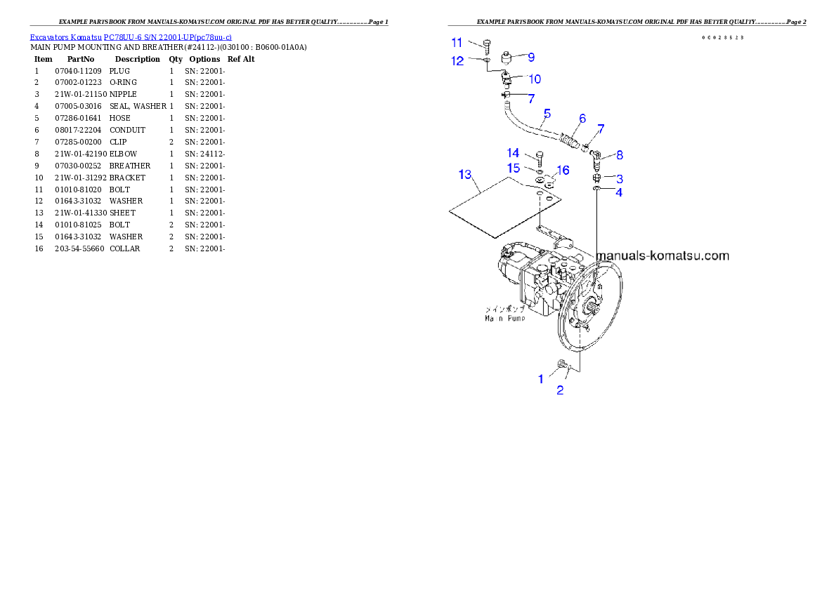 Protected: PC78UU-6 S/N 22001-UP Partsbook