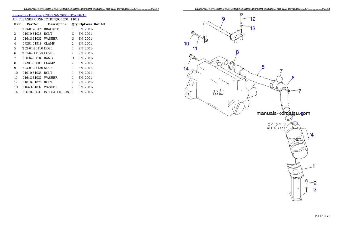 PC80-3 S/N 2001-UP Partsbook