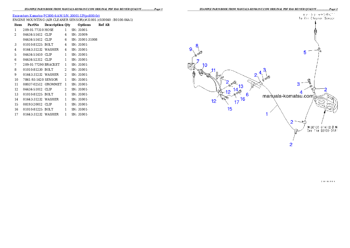 Protected: PC800-6-AM S/N 30001-UP Partsbook