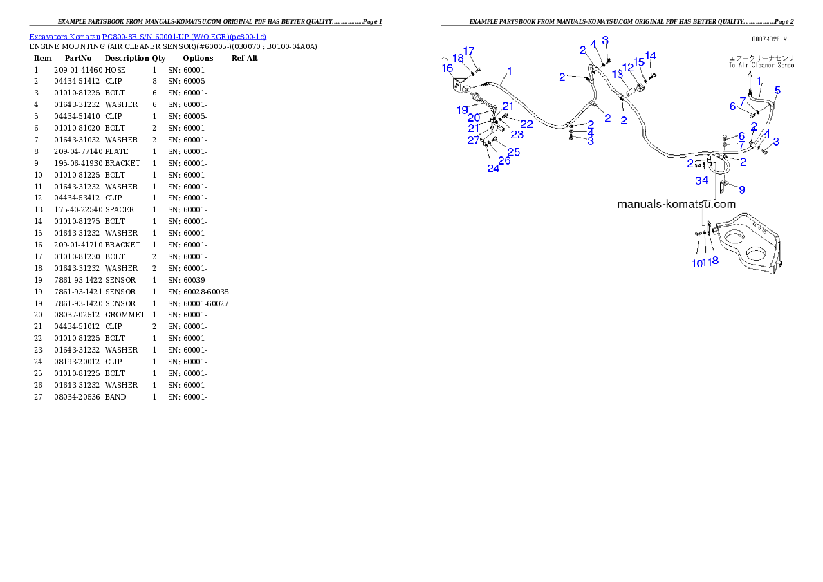 Protected: PC800-8R S/N 60001-UP (W/O EGR) Partsbook
