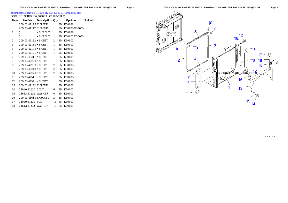 Protected: PC800-8K S/N K50001-UP Partsbook