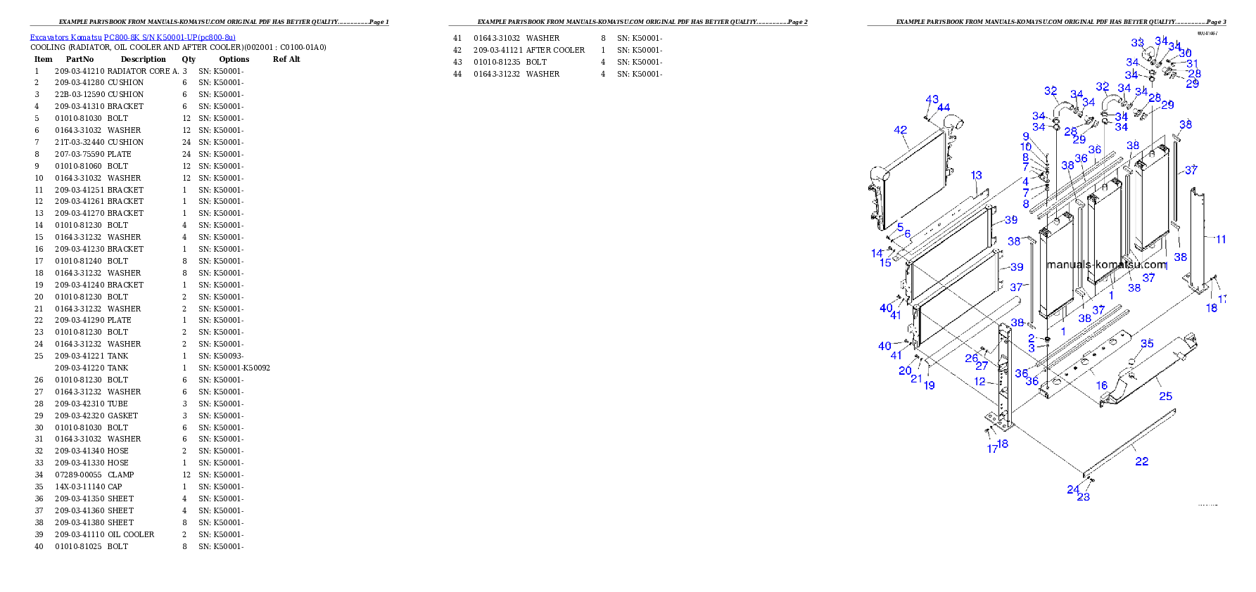 Protected: PC800-8K S/N K50001-UP Partsbook