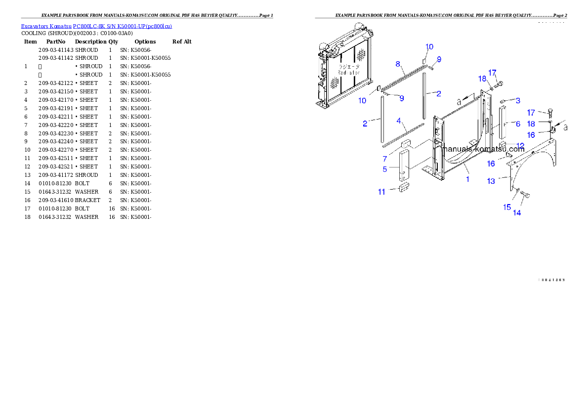 Protected: PC800LC-8K S/N K50001-UP Partsbook
