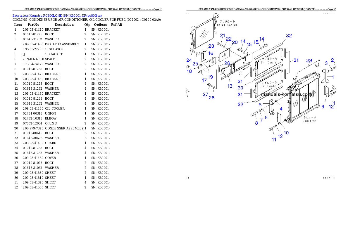 Protected: PC800LC-8K S/N K50001-UP Partsbook