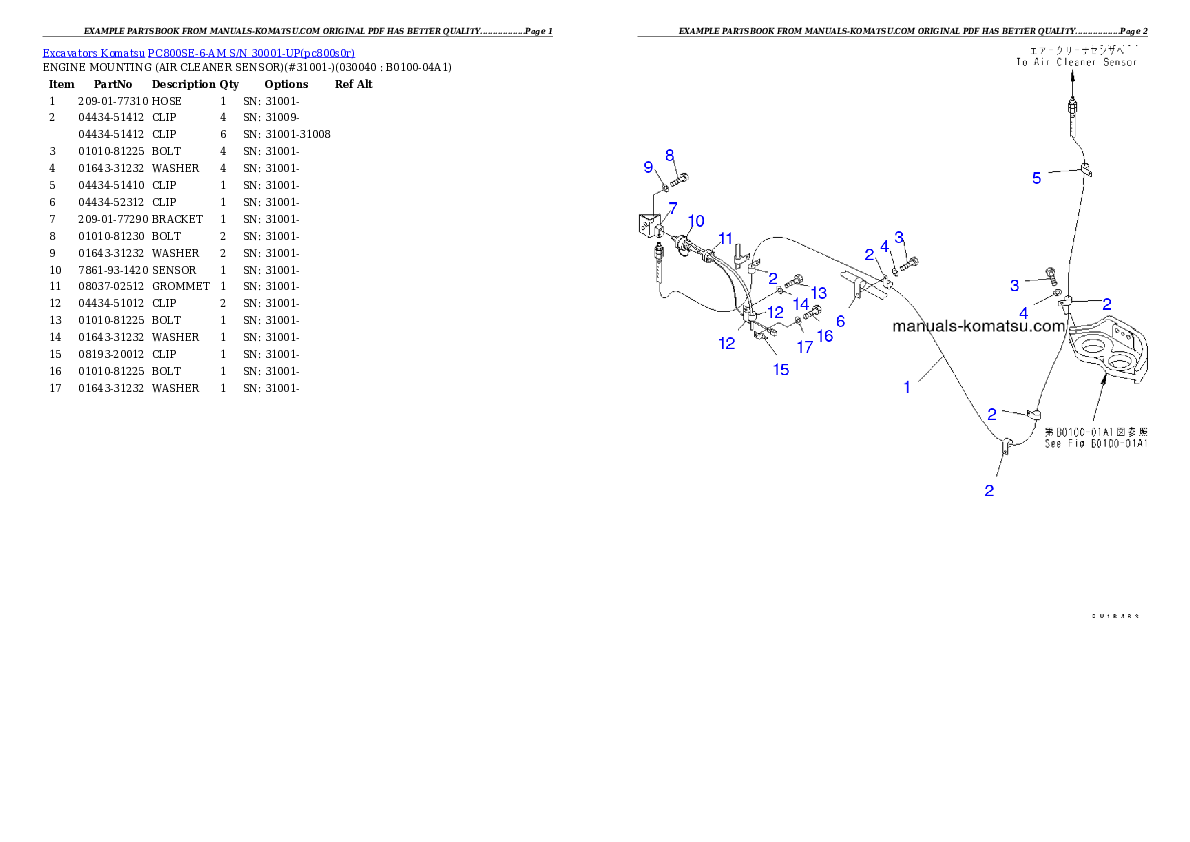 Protected: PC800SE-6-AM S/N 30001-UP Partsbook