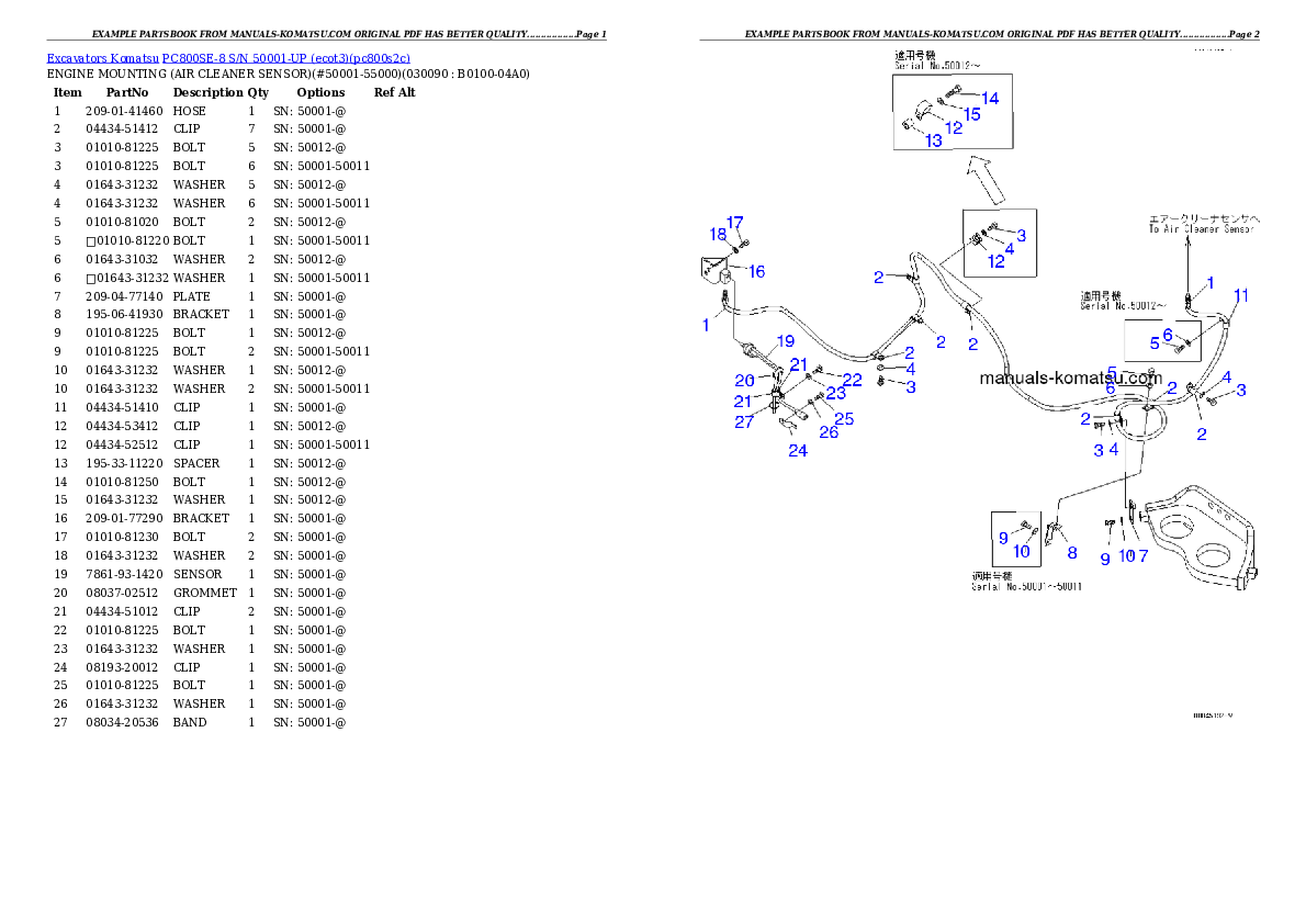 Protected: PC800SE-8 S/N 50001-UP (ecot3) Partsbook