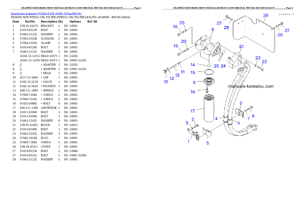 Protected: PC850-8 S/N 50001-UP Partsbook