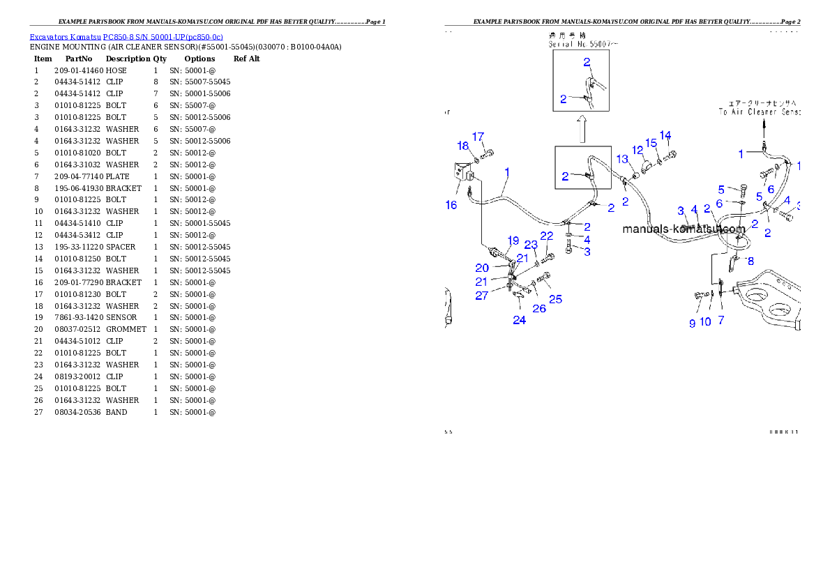 Protected: PC850-8 S/N 50001-UP Partsbook