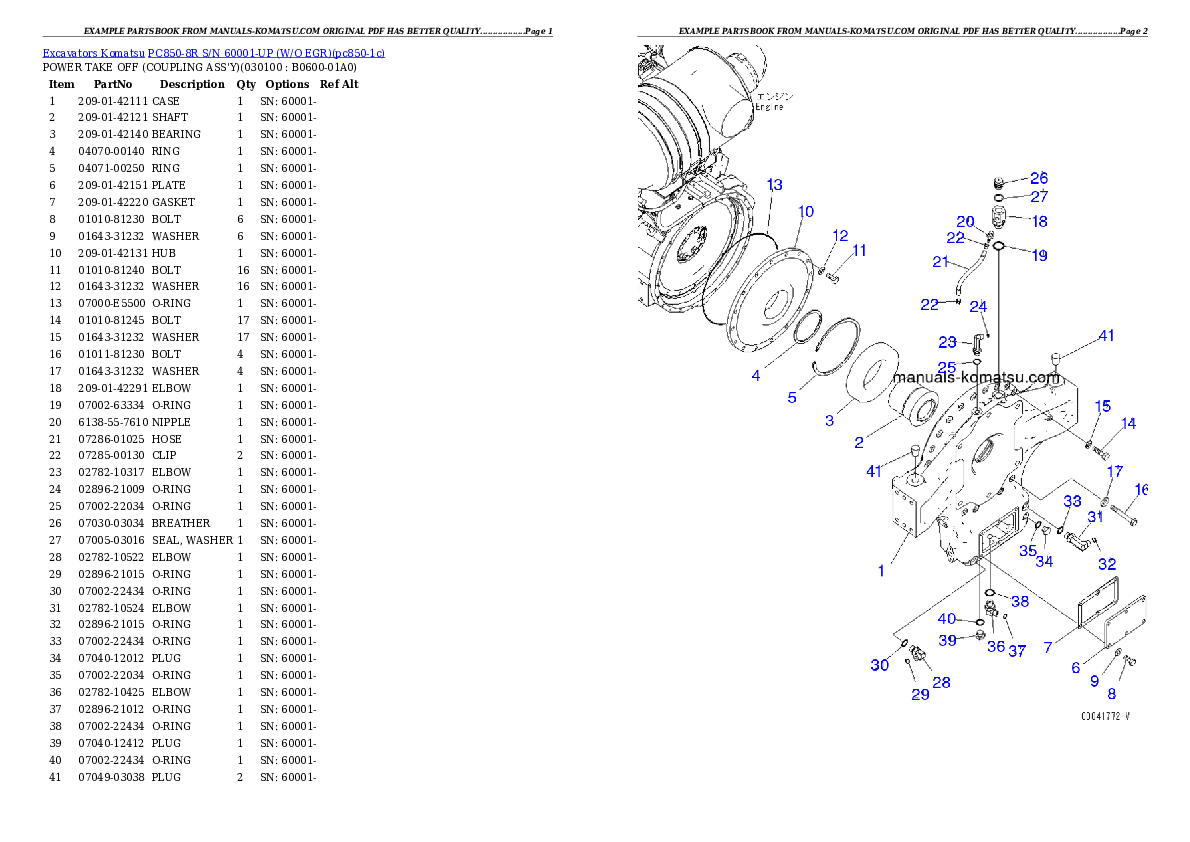 Protected: PC850-8R S/N 60001-UP (W/O EGR) Partsbook