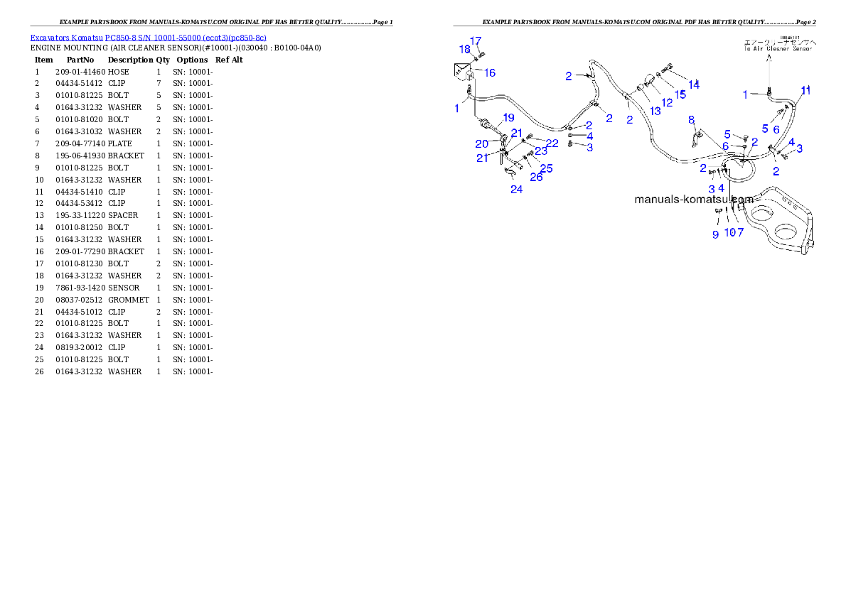 Protected: PC850-8 S/N 10001-55000 (ecot3) Partsbook