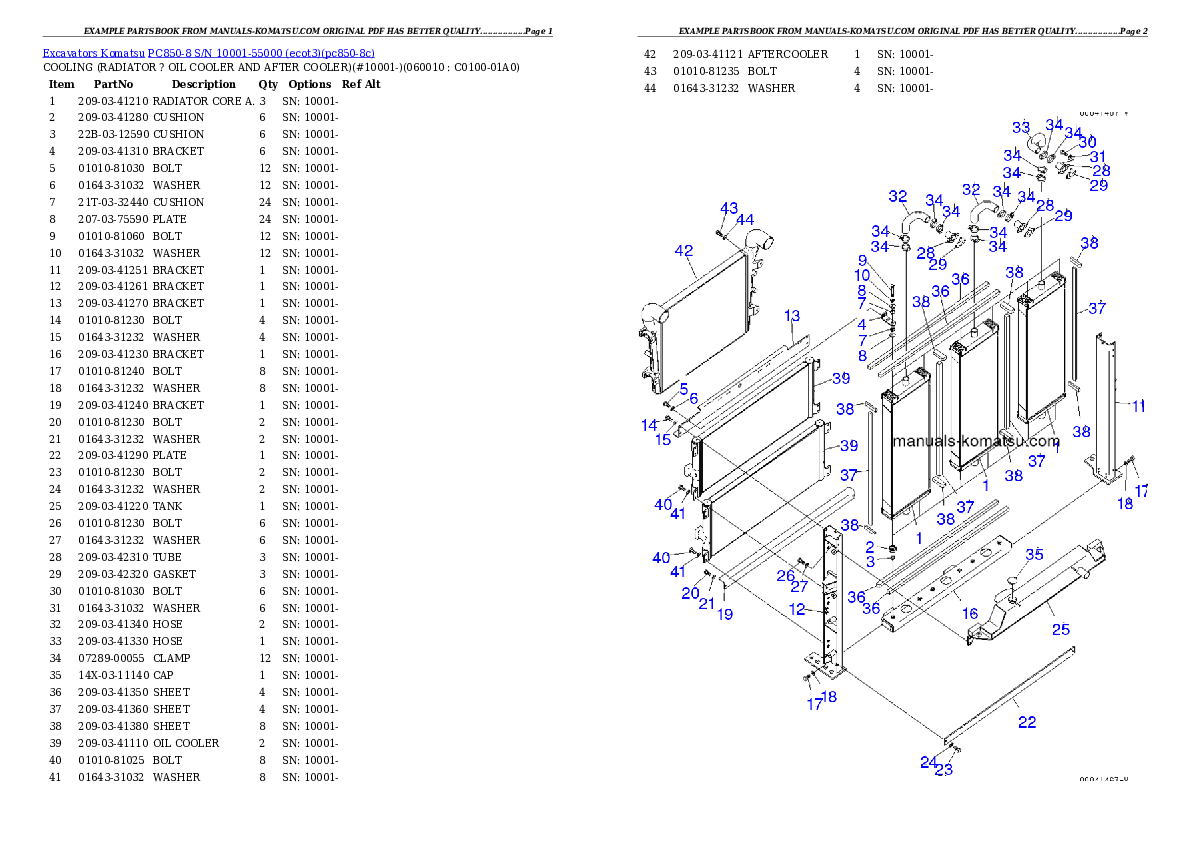 Protected: PC850-8 S/N 10001-55000 (ecot3) Partsbook