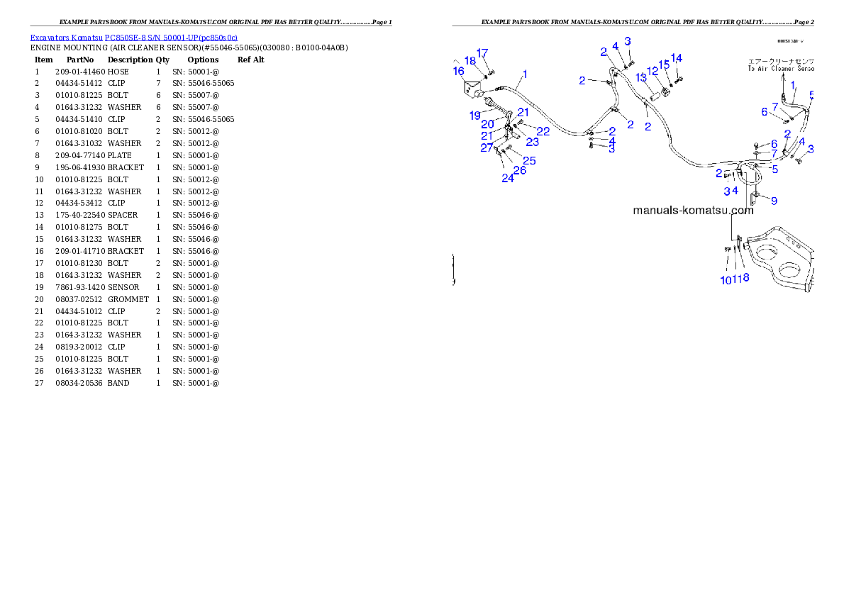 Protected: PC850SE-8 S/N 50001-UP Partsbook