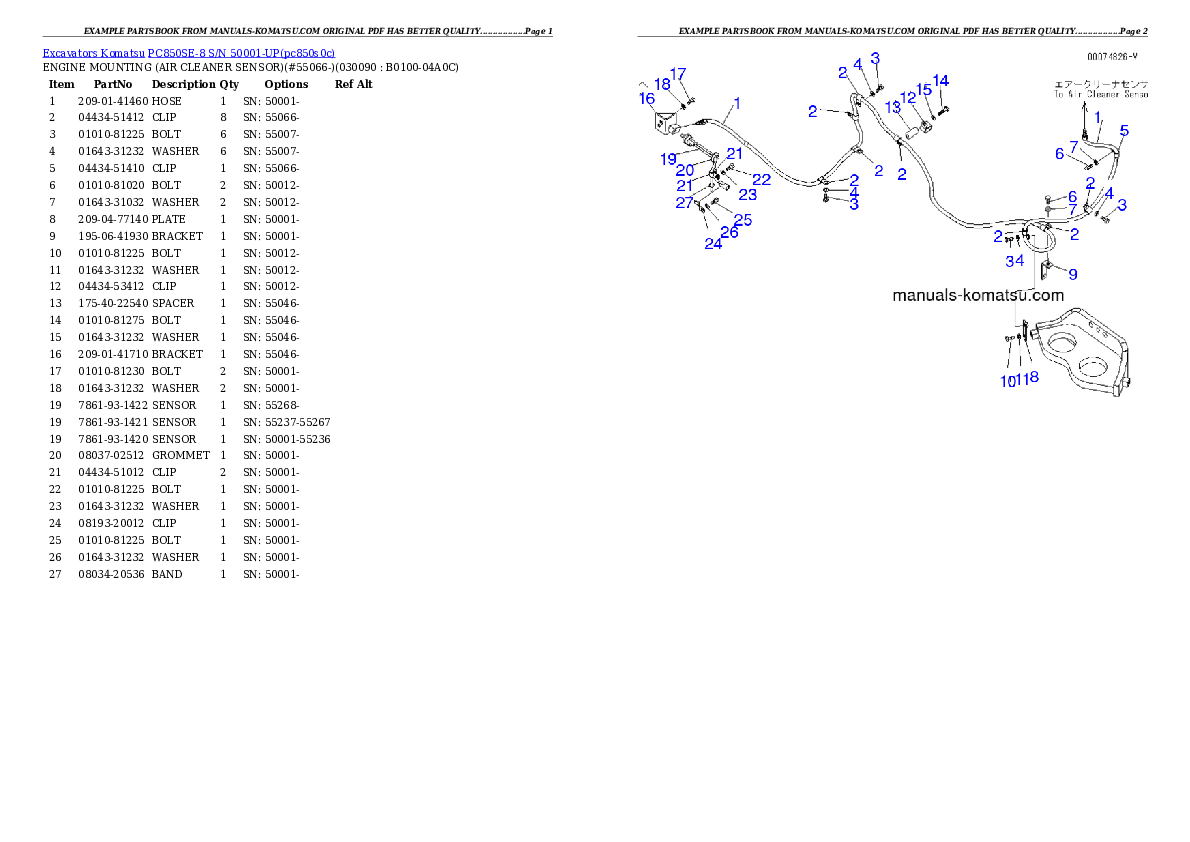 Protected: PC850SE-8 S/N 50001-UP Partsbook