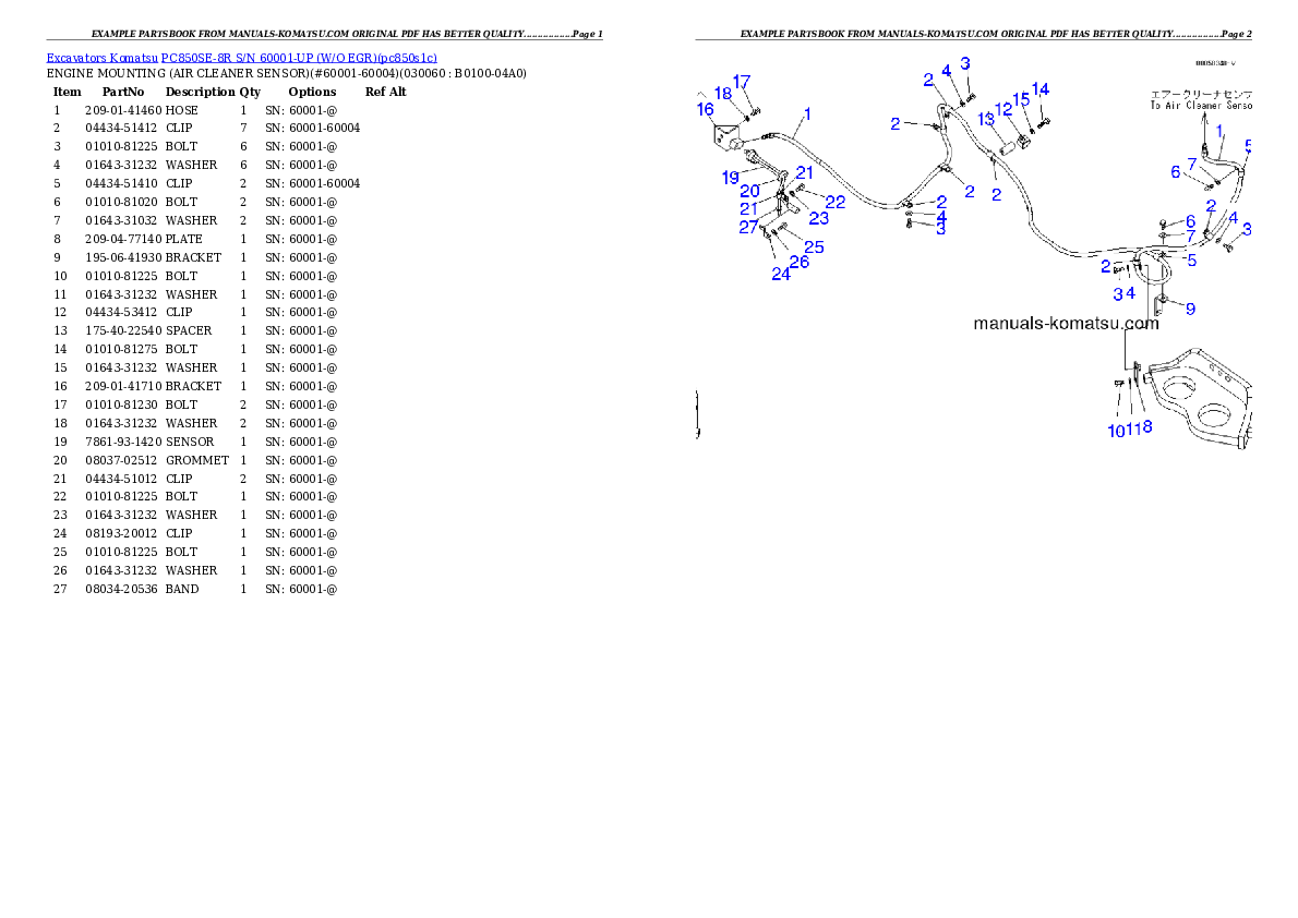 Protected: PC850SE-8R S/N 60001-UP (W/O EGR) Partsbook