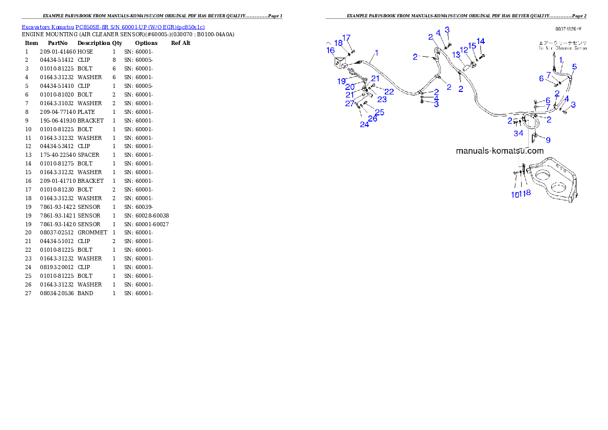 Protected: PC850SE-8R S/N 60001-UP (W/O EGR) Partsbook