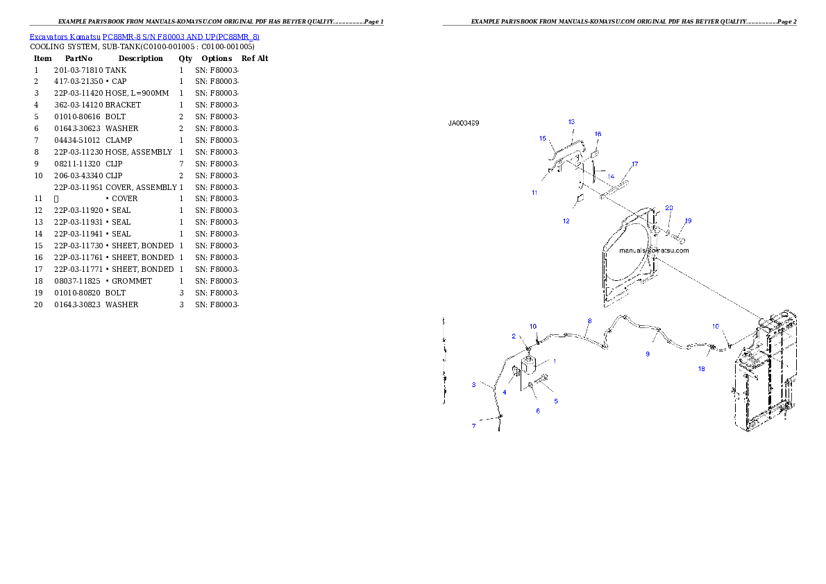 Protected: PC88MR-8 S/N F80003 AND UP Partsbook