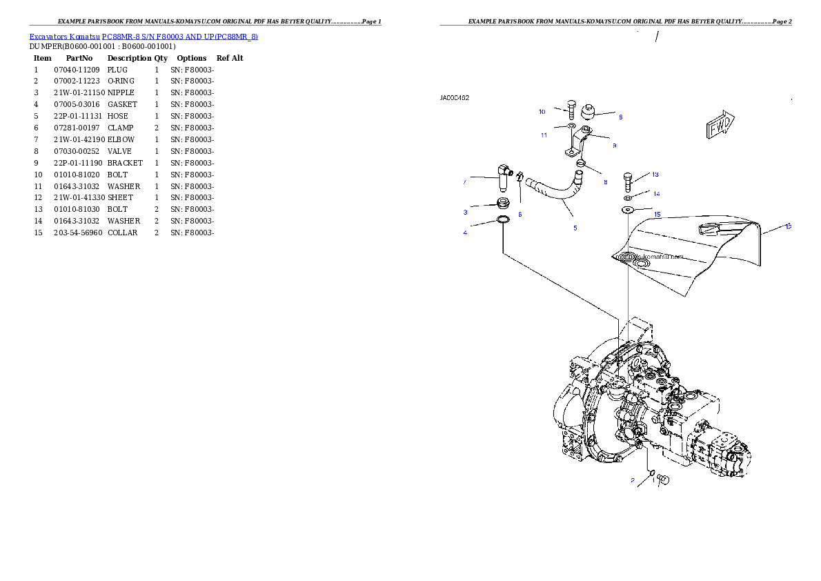 Protected: PC88MR-8 S/N F80003 AND UP Partsbook