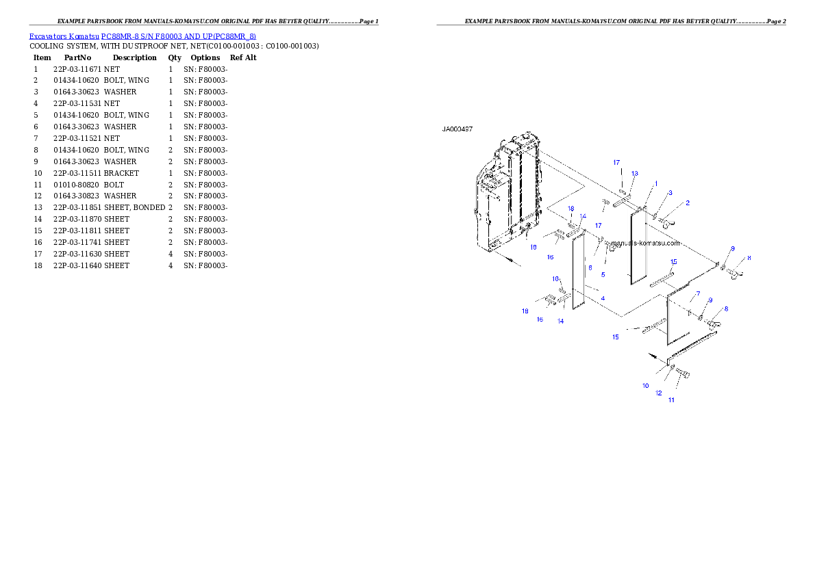Protected: PC88MR-8 S/N F80003 AND UP Partsbook