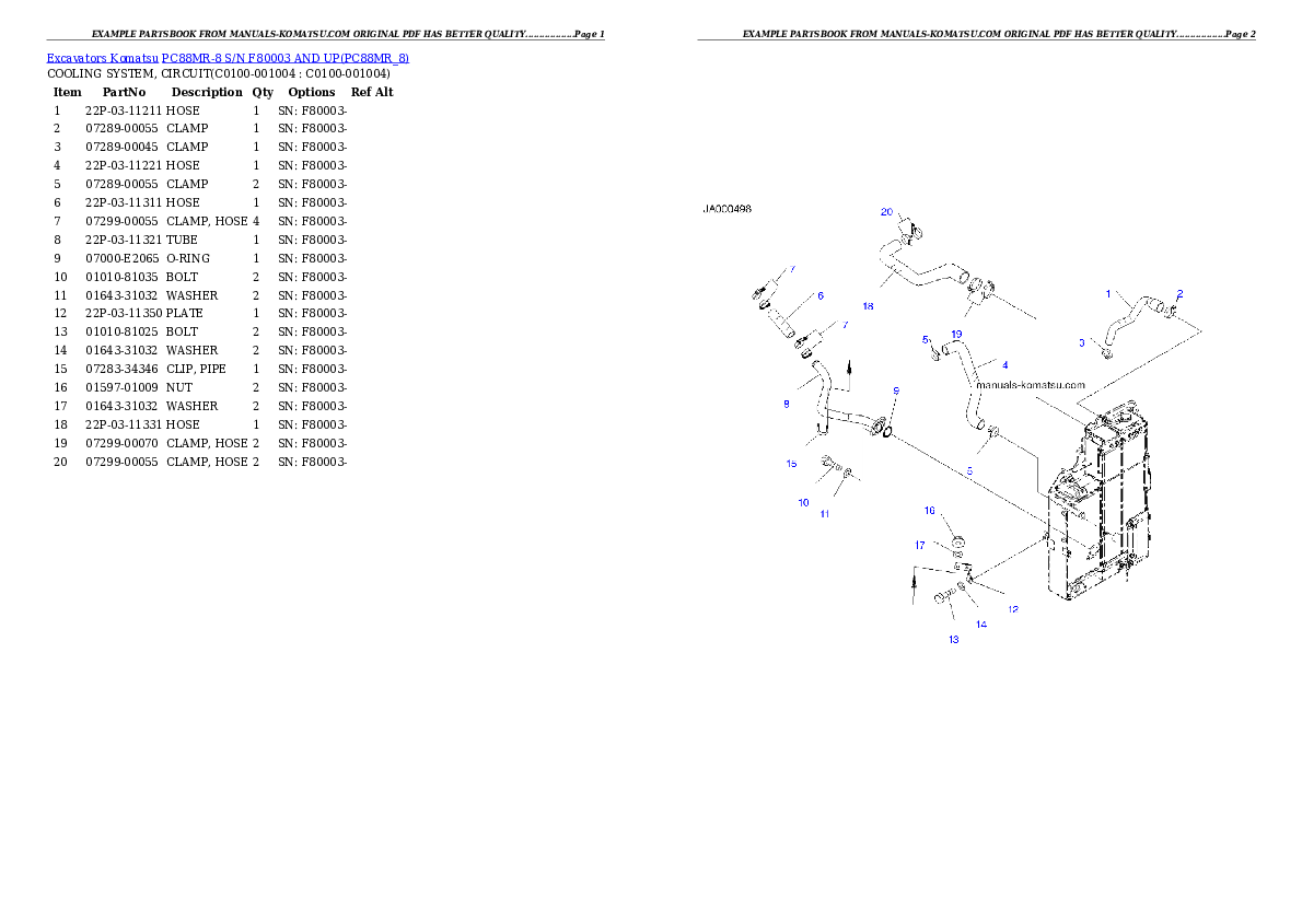 Protected: PC88MR-8 S/N F80003 AND UP Partsbook
