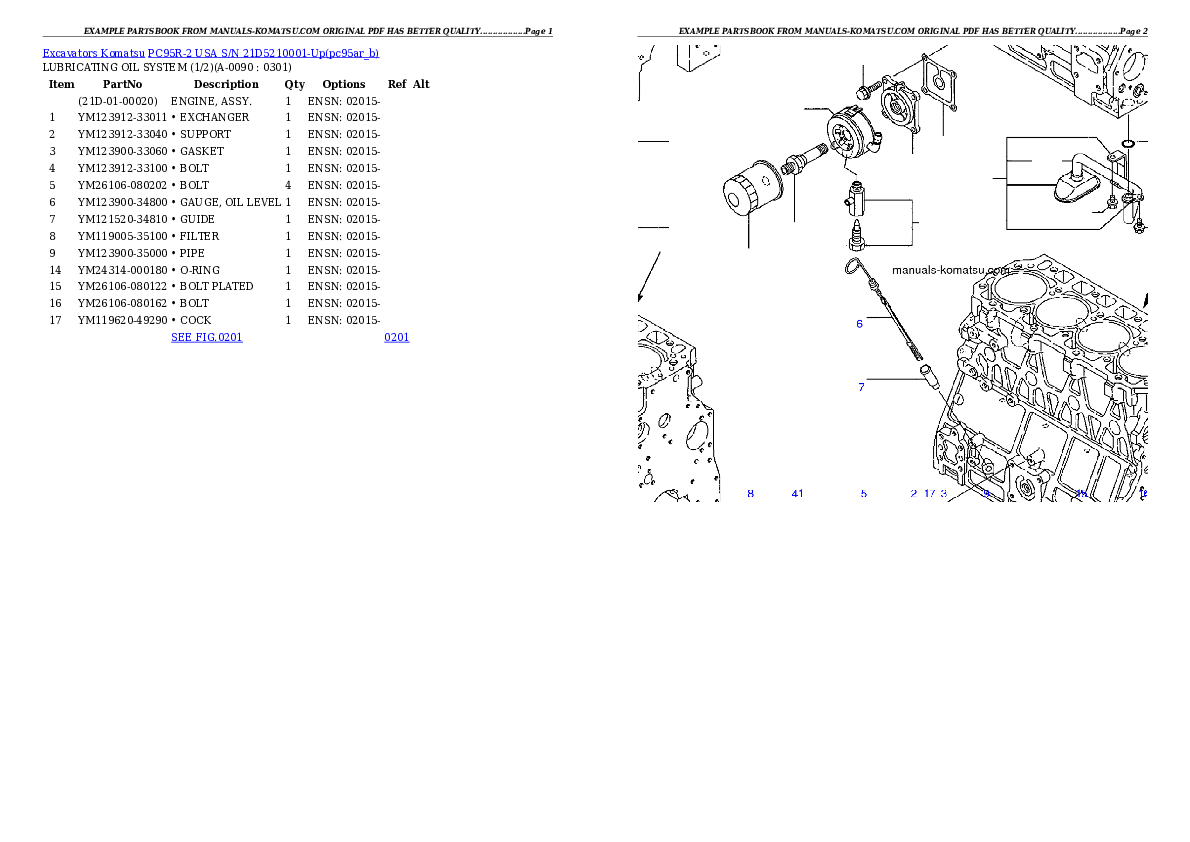Protected: PC95R-2 USA S/N 21D5210001-Up Partsbook